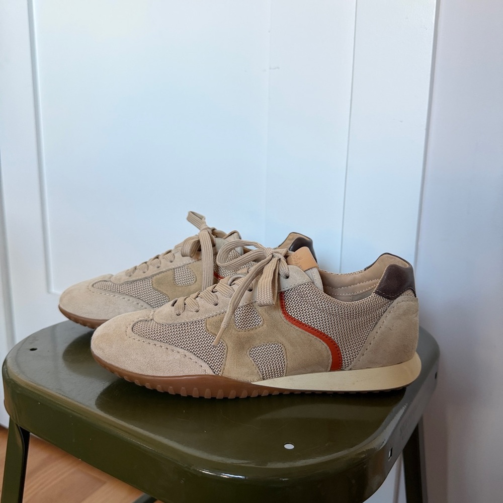 Hogan Olympia-Z Suede-Trimmed Sneakers In Beige